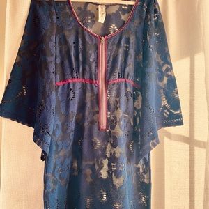 Free people navy and purple sheer dress